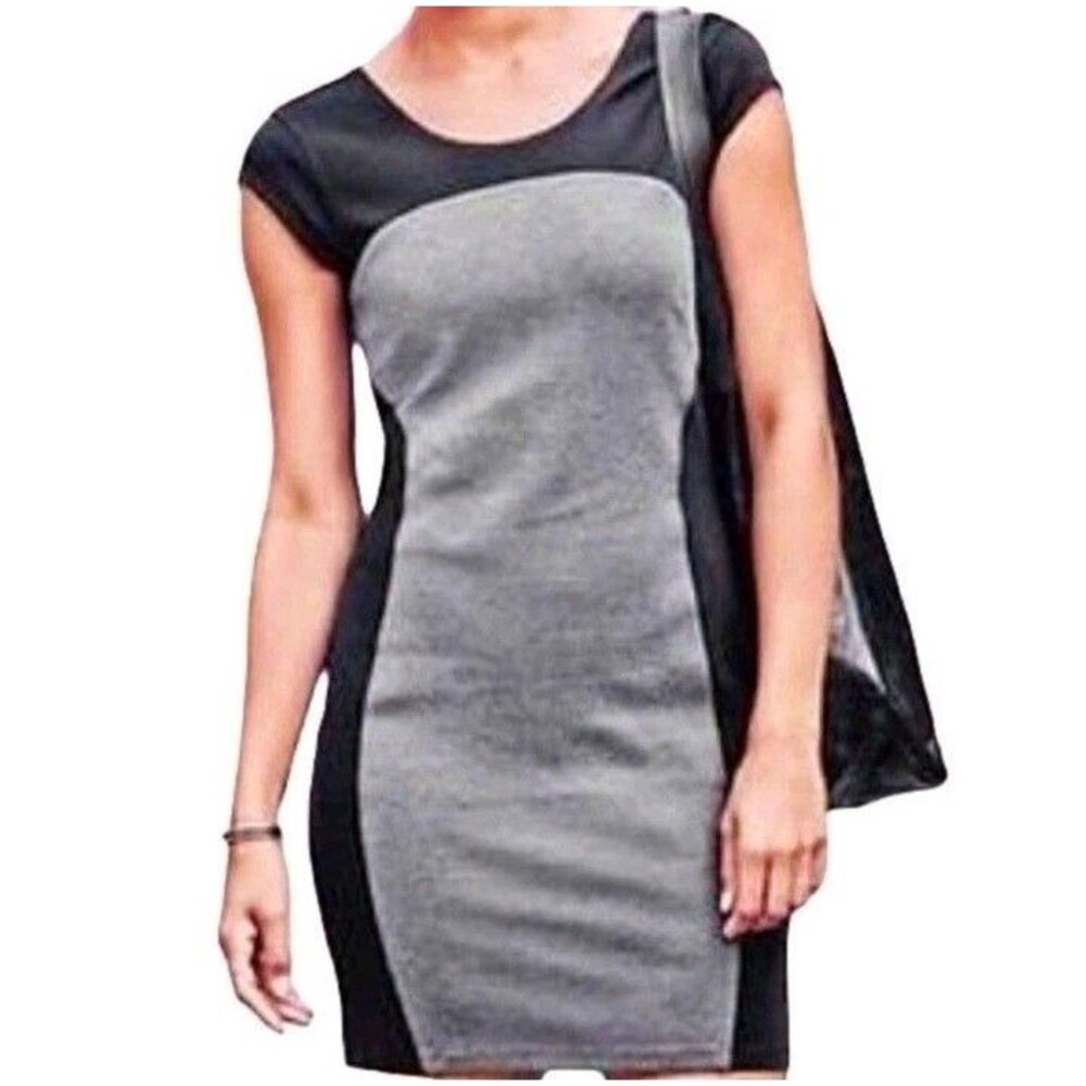 Athleta Athletic Bodycon Mini Dress Womens S Black Gray Travel Minimalist Office